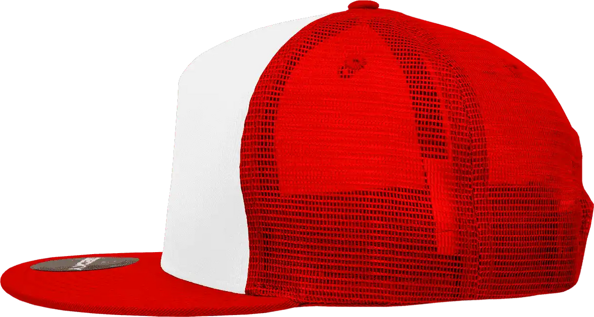 Decky 1040 Classic 5 Panel Trucker Cap - White Red - one Size Fits Most