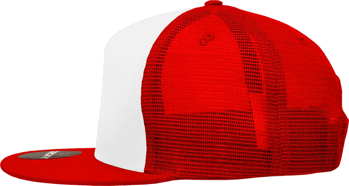 Decky 1040 Classic 5 Panel Trucker Cap - White Red - one Size Fits Most
