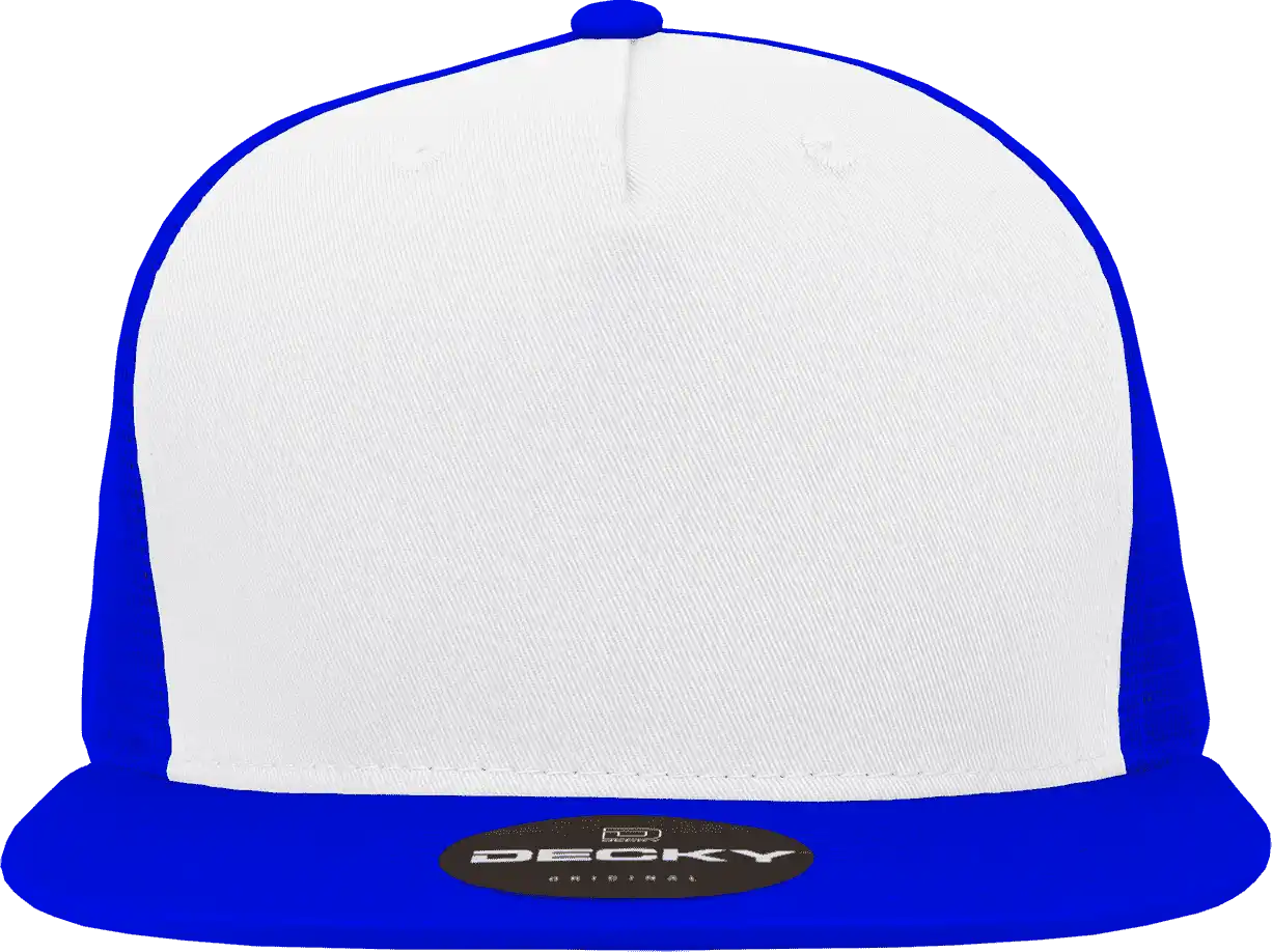 Decky 1040 Classic 5 Panel Trucker Cap - White Royal - one Size Fits Most