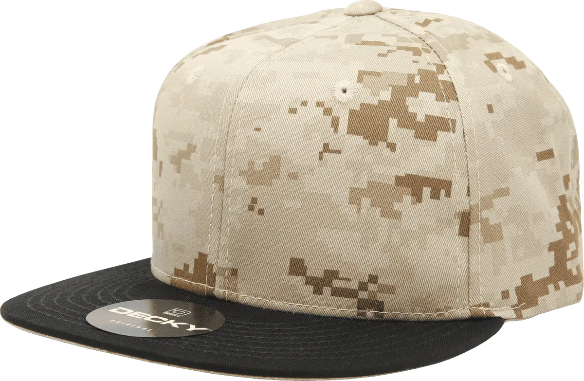Decky 1047 Digital Camo Snapback Cap - Black Desert