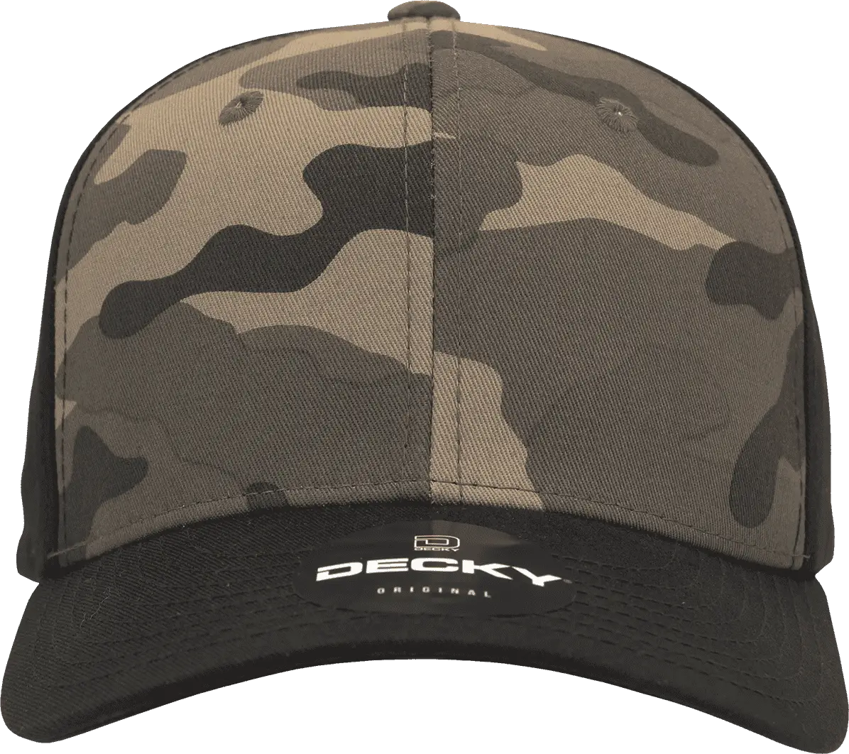 Decky 1048 Camo Curve Bill Baseball Cap - Black Woodland