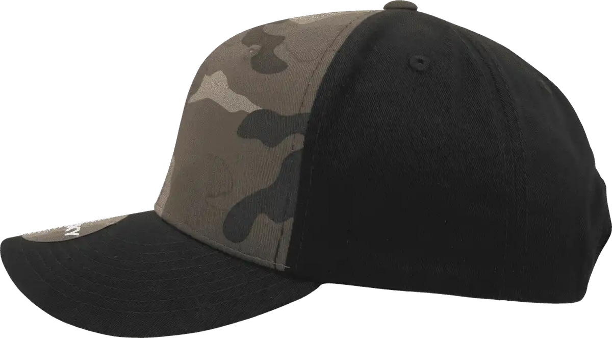 Decky 1048 Camo Curve Bill Baseball Cap Black Woodland / one Size Fits Most