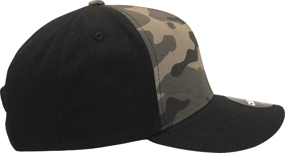 Decky 1048 Camo Curve Bill Baseball Cap Black Woodland / one Size Fits Most