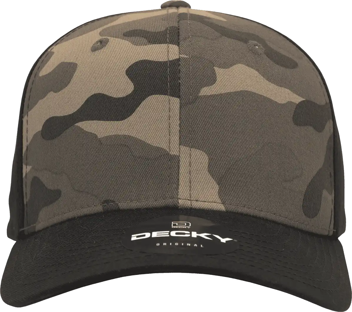 Decky 1048 Camo Curve Bill Baseball Cap Black Woodland / one Size Fits Most