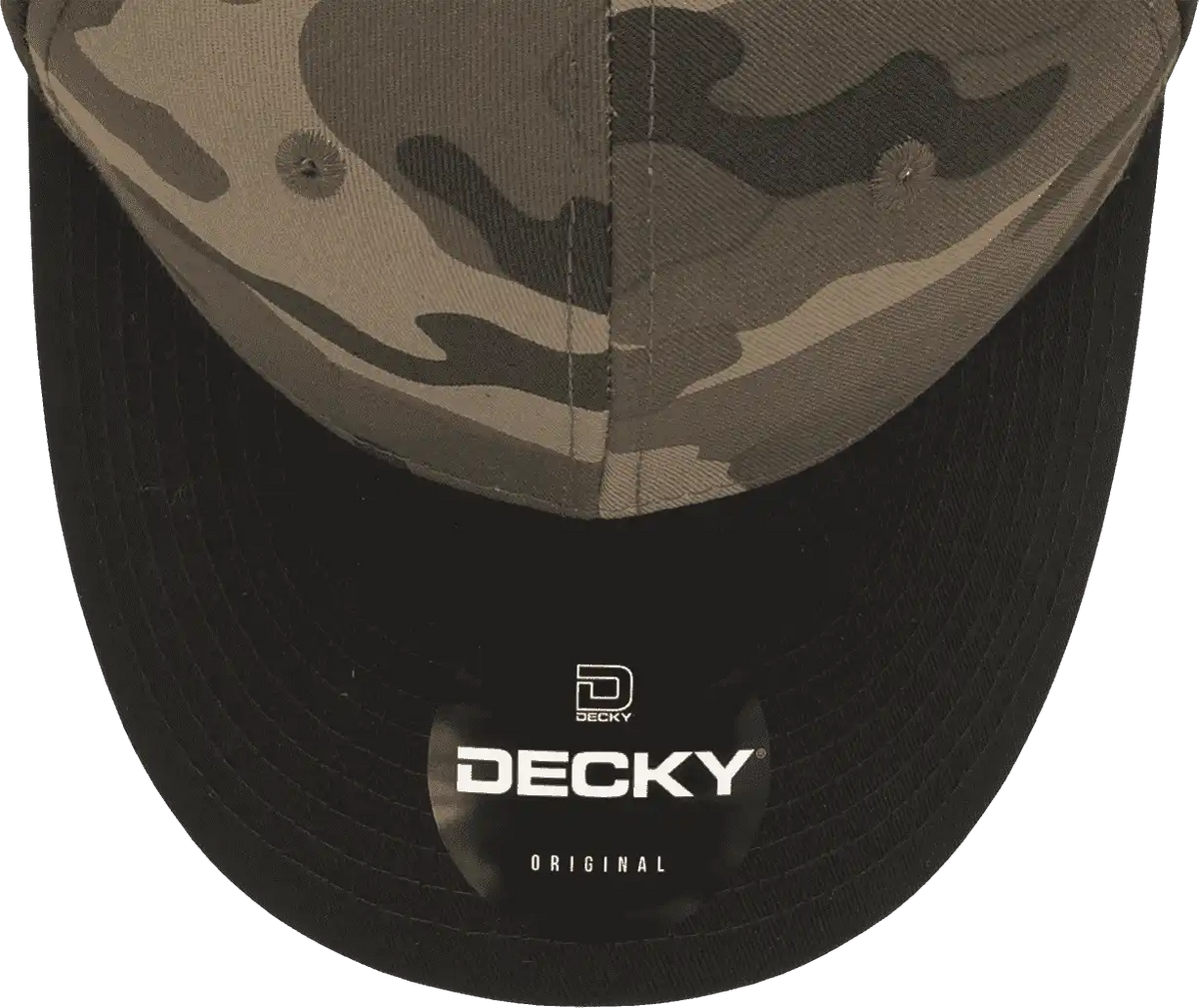 Decky 1048 Camo Curve Bill Baseball Cap Black Woodland / one Size Fits Most