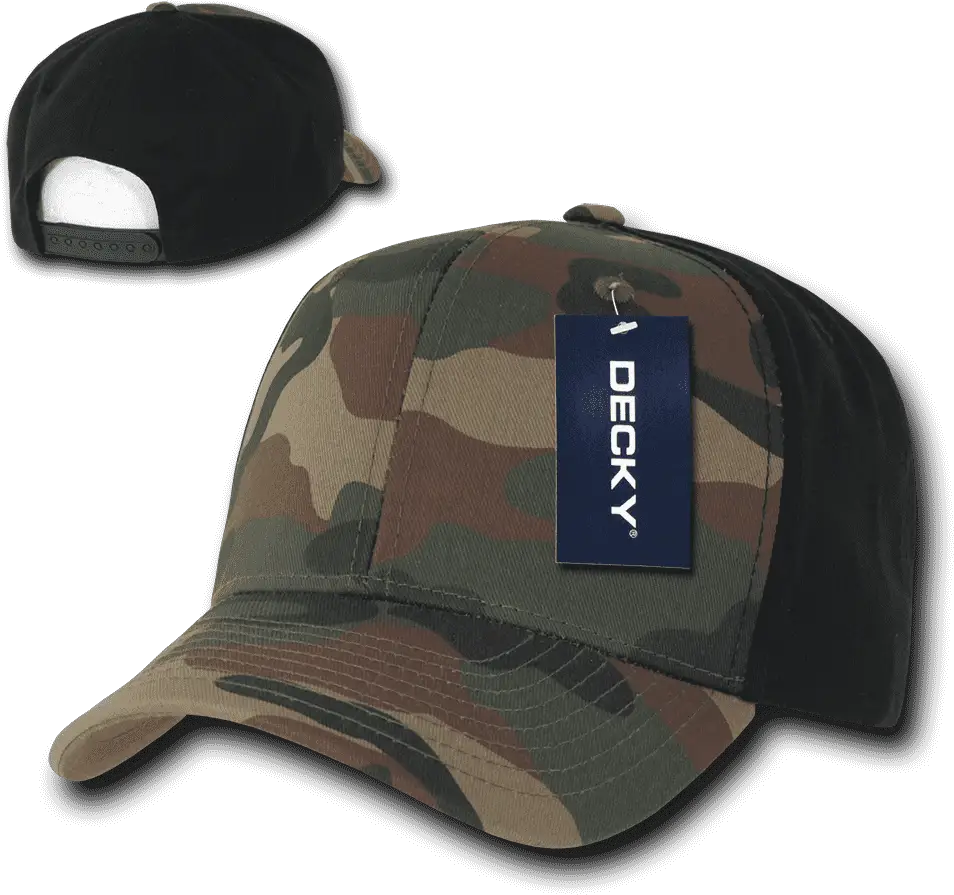 Decky 1048 Camo Curve Bill Baseball Cap - Woodland Black