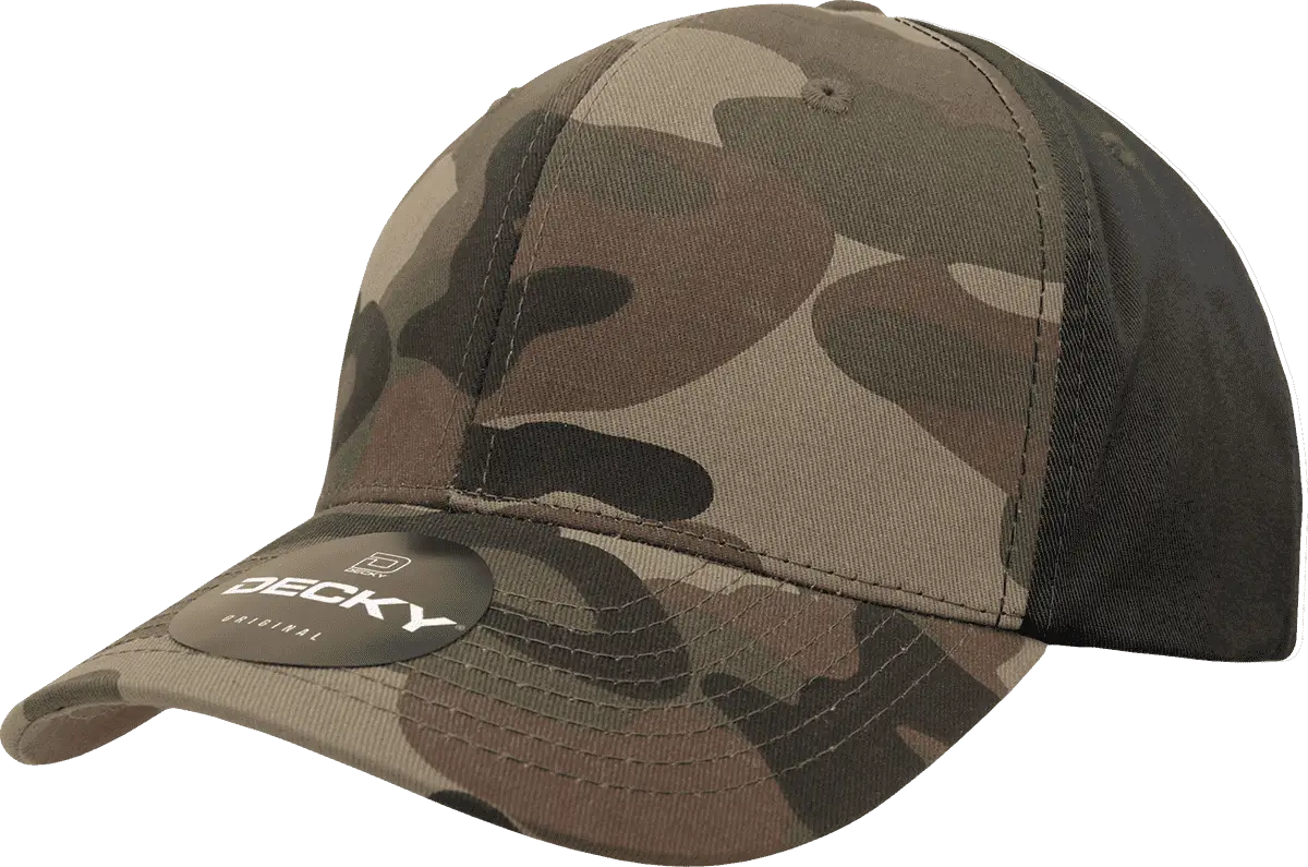 Decky 1048 Camo Curve Bill Baseball Cap - Woodland Black