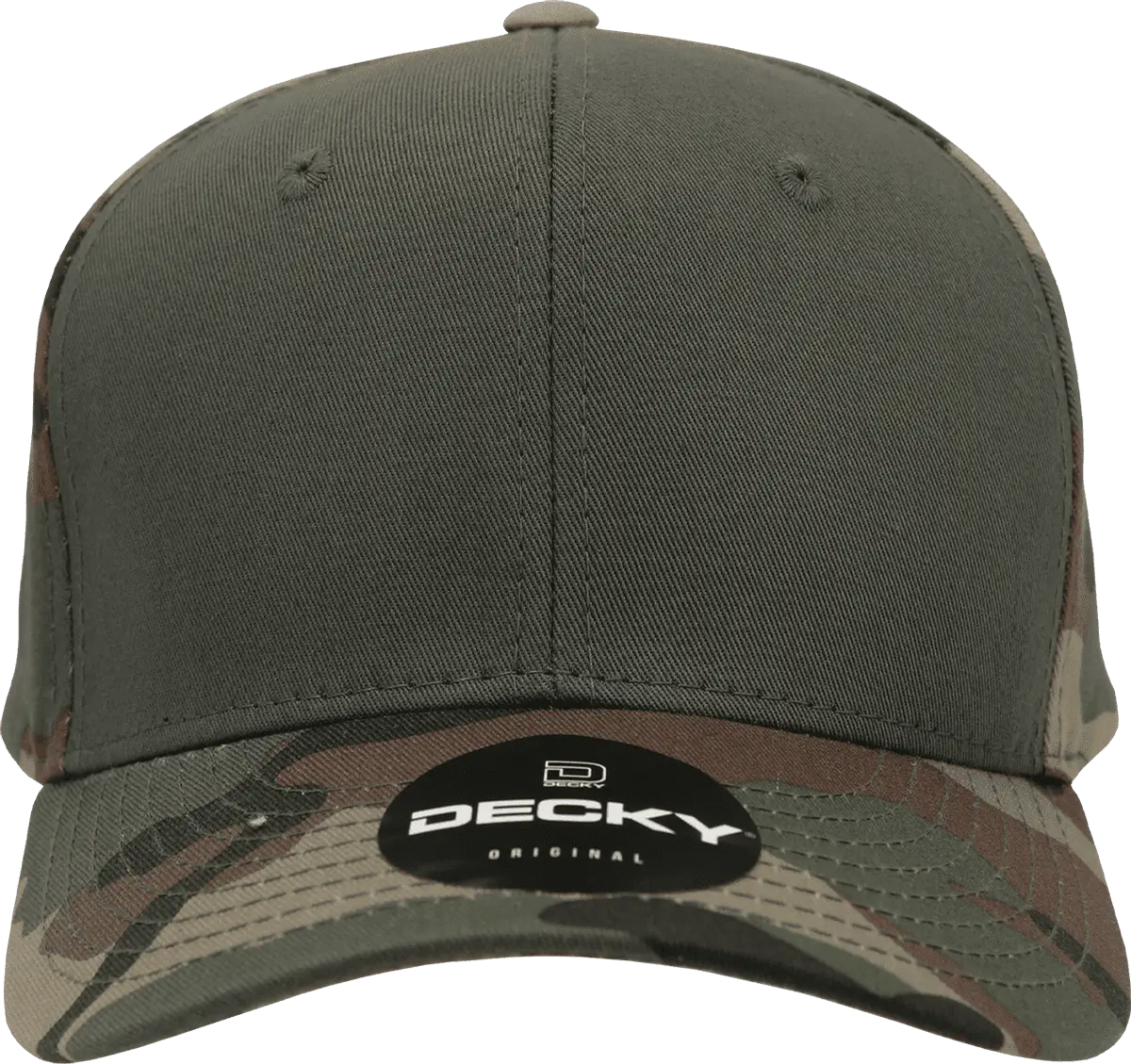 Decky 1048 Camo Curve Bill Baseball Cap - Woodland Olive