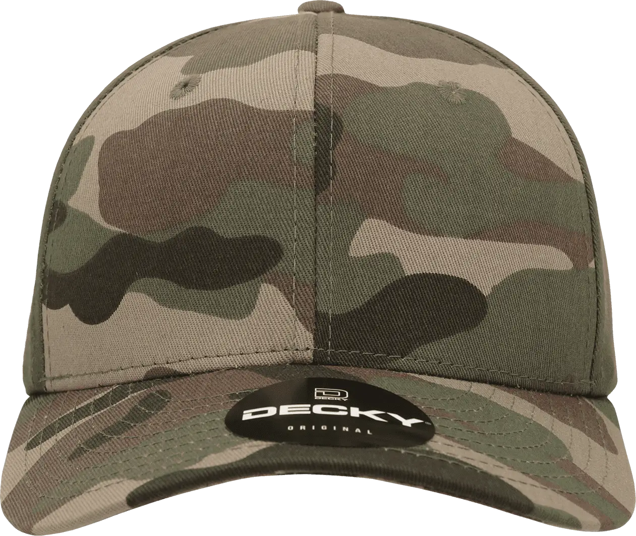 Decky 1048 Camo Curve Bill Baseball Cap - Woodland Olive