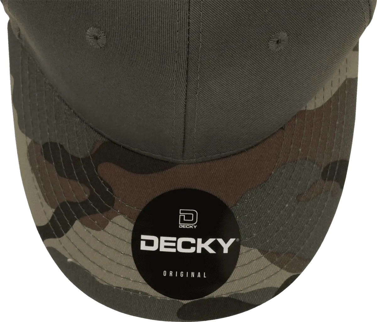 Decky 1048 Camo Curve Bill Baseball Cap - Woodland Olive