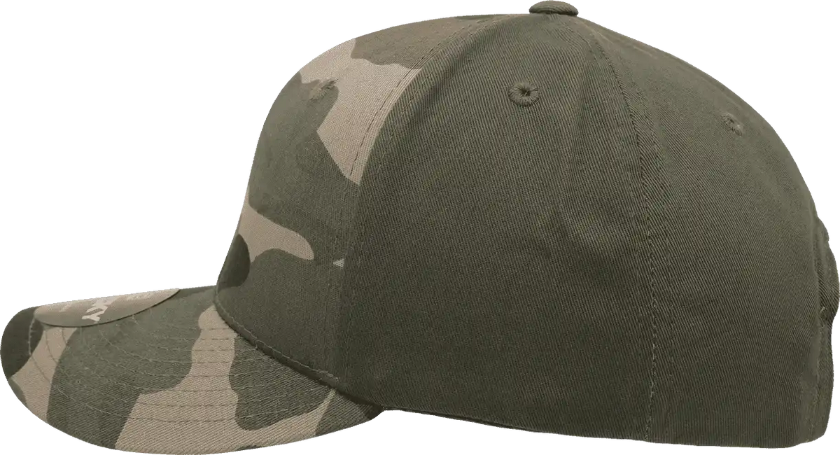 Decky 1048 Camo Curve Bill Baseball Cap Woodland Olive / one Size Fits Most