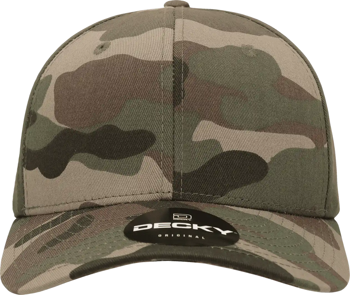 Decky 1048 Camo Curve Bill Baseball Cap Woodland Olive / one Size Fits Most