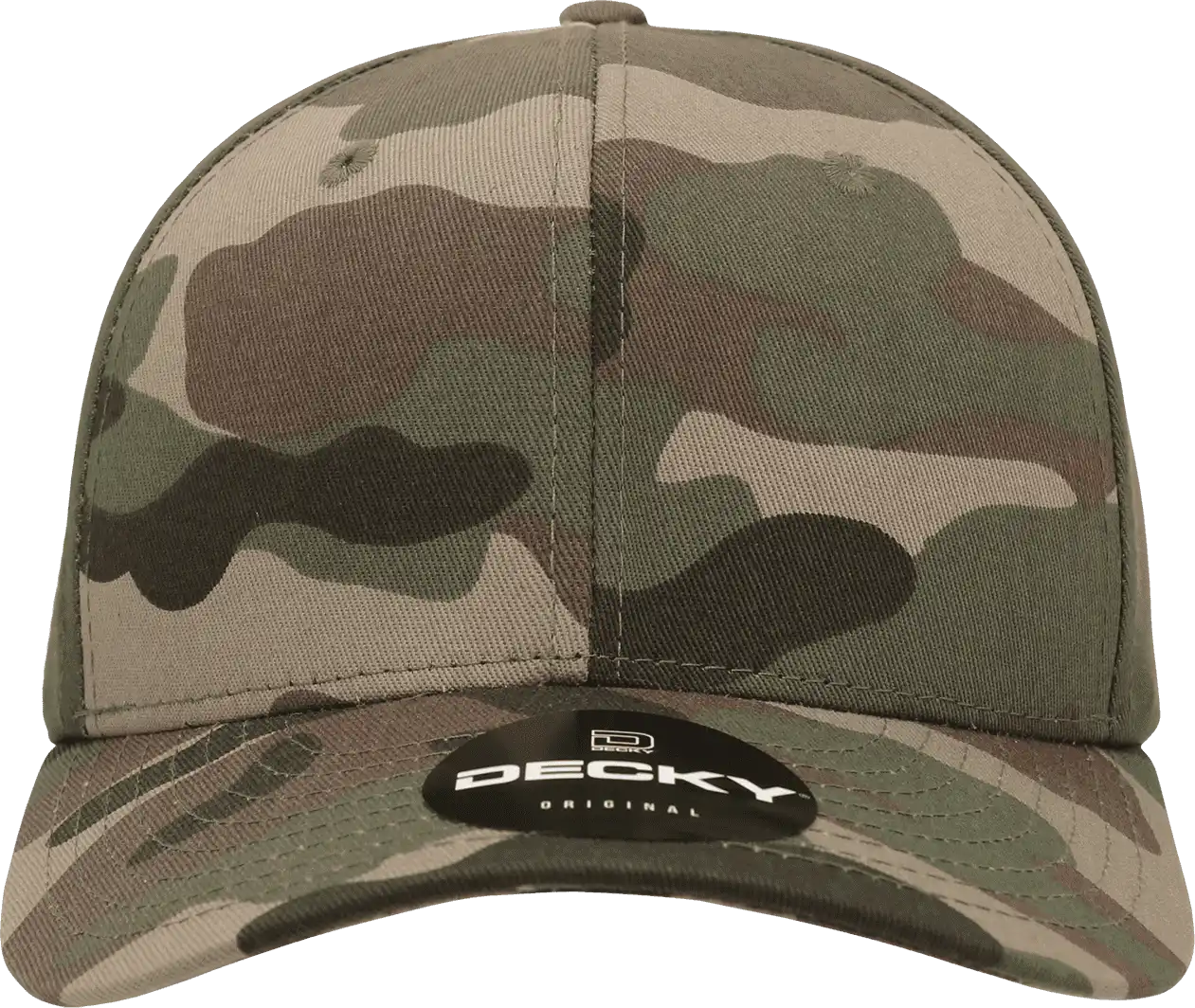 Decky 1048 Camo Curve Bill Baseball Cap Woodland Olive / one Size Fits Most