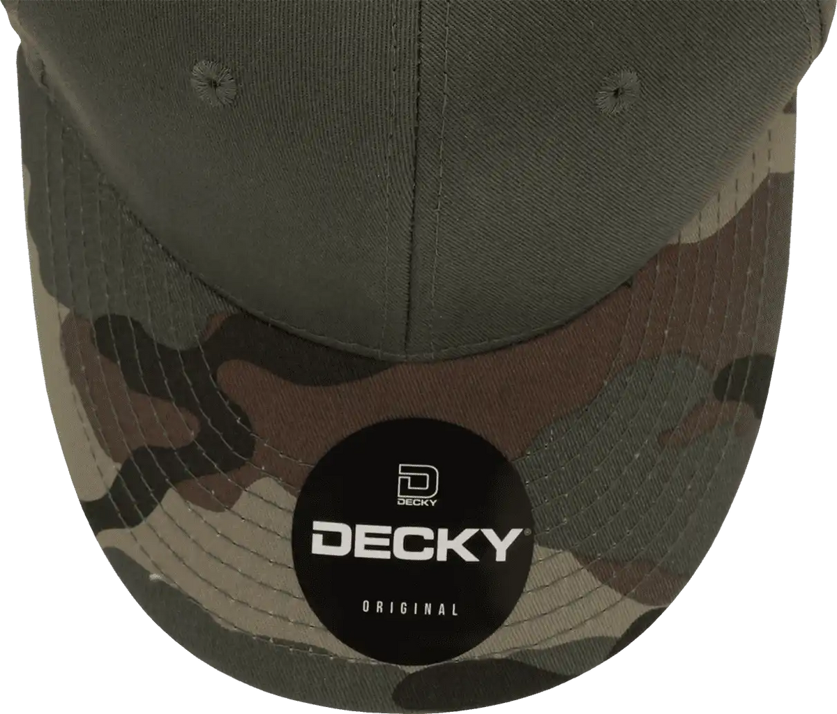 Decky 1048 Camo Curve Bill Baseball Cap - Woodland Olive - one Size Fits Most