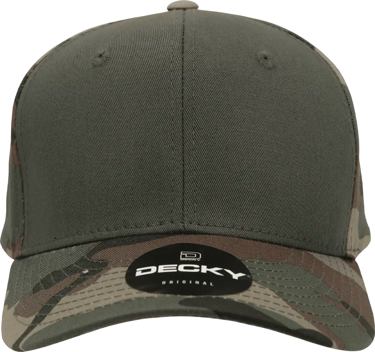Decky 1048 Camo Curve Bill Baseball Cap - Woodland Olive - one Size Fits Most