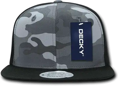 Decky 1049 Camo Cotton Snapback Cap Black Urban / one Size Fits Most