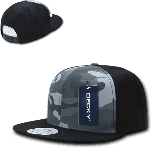 Decky 1049 Camo Cotton Snapback Cap - Black Urban - one Size Fits Most