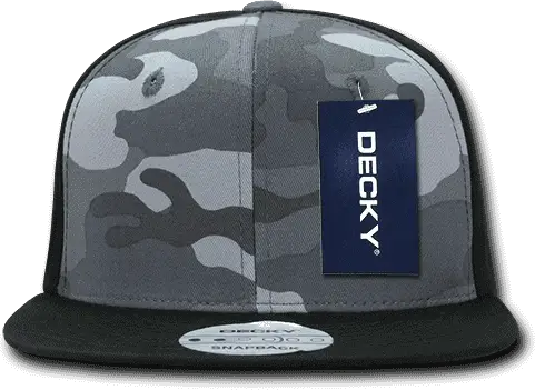 Decky 1049 Camo Cotton Snapback Cap - Black Urban - one Size Fits Most