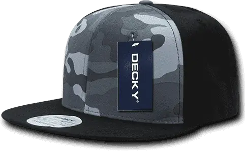 Decky 1049 Camo Cotton Snapback Cap - Black Urban - one Size Fits Most