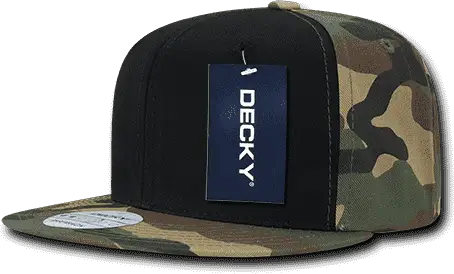 Decky 1049 Camo Cotton Snapback Cap - Black Woodland