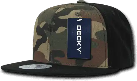 Decky 1049 Camo Cotton Snapback Cap - Black Woodland - one Size Fits Most
