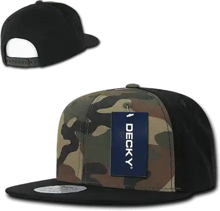 Decky 1049 Camo Cotton Snapback Cap - Black Woodland - one Size Fits Most