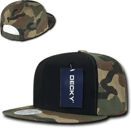 Decky 1049 Camo Cotton Snapback Cap - Black Woodland - one Size Fits Most