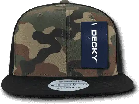 Decky 1049 Camo Cotton Snapback Cap Black Woodland / one Size Fits Most
