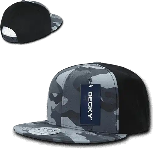 Decky 1049 Camo Cotton Snapback Cap - Urban Black - one Size Fits Most