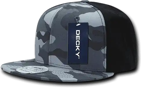 Decky 1049 Camo Cotton Snapback Cap - Urban Black - one Size Fits Most