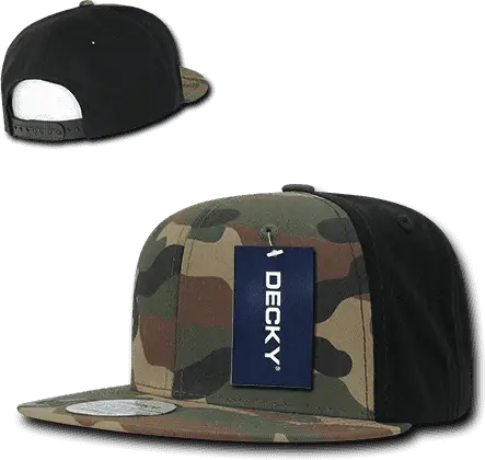 Decky 1049 Camo Cotton Snapback Cap - Woodland Black