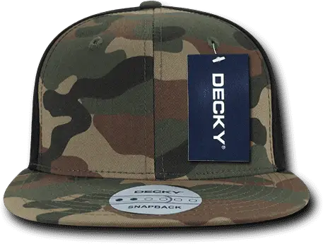 Decky 1049 Camo Cotton Snapback Cap - Woodland Black