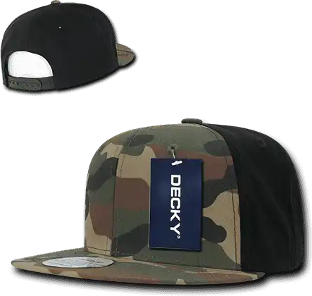 Decky 1049 Camo Cotton Snapback Cap - Woodland Black - Muti-color / one Size Fits Most