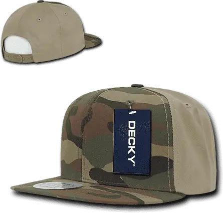 Decky 1049 Camo Cotton Snapback Cap - Woodland Khanki