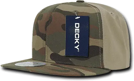 Decky 1049 Camo Cotton Snapback Cap - Woodland Khanki