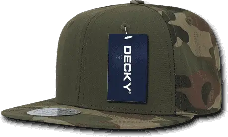 Decky 1049 Camo Cotton Snapback Cap - Woodland Olive