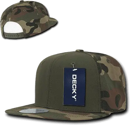 Decky 1049 Camo Cotton Snapback Cap - Woodland Olive