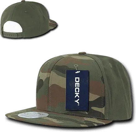 Decky 1049 Camo Cotton Snapback Cap - Woodland Olive