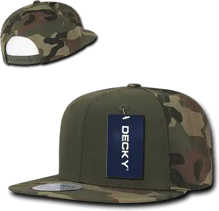Decky 1049 Camo Cotton Snapback Cap - Woodland Olive - one Size Fits Most