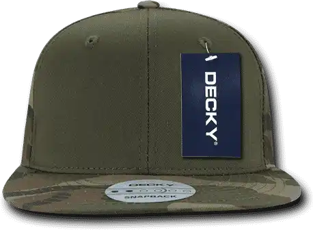 Decky 1049 Camo Cotton Snapback Cap - Woodland Olive - one Size Fits Most