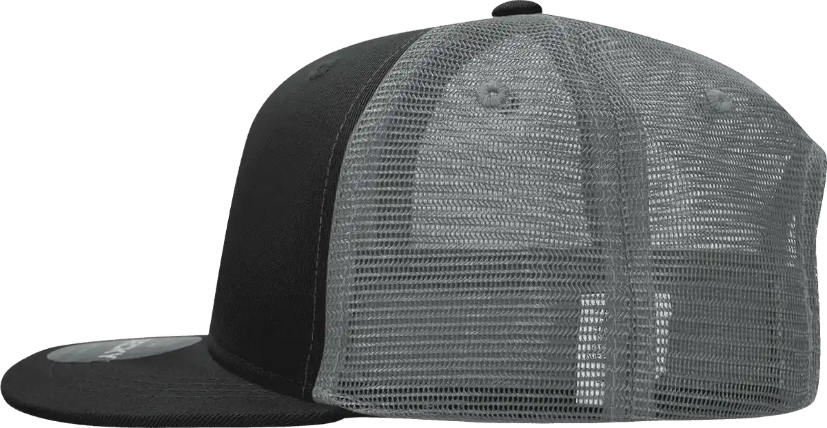 Decky 1052 6 Panel Flat Bill Trucker Cap - Black Charcoal - Dark Gray / one Size Fits Most