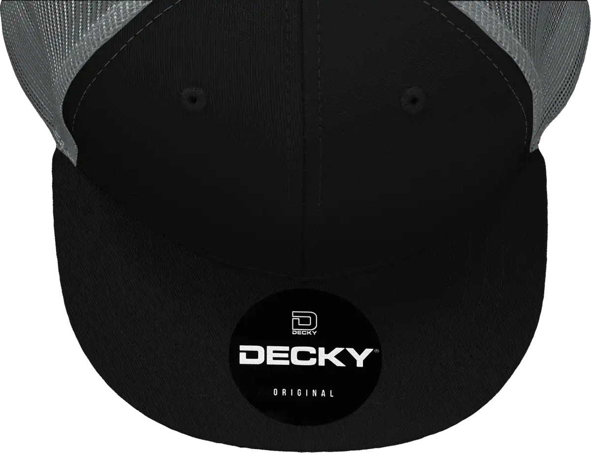 Decky 1052 6 Panel Flat Bill Trucker Cap - Black Charcoal - Dark Gray / one Size Fits Most