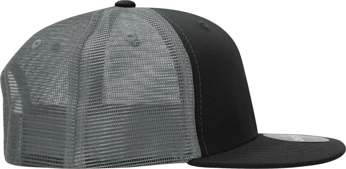 Decky 1052 6 Panel Flat Bill Trucker Cap - Black Charcoal - Dark Gray / one Size Fits Most
