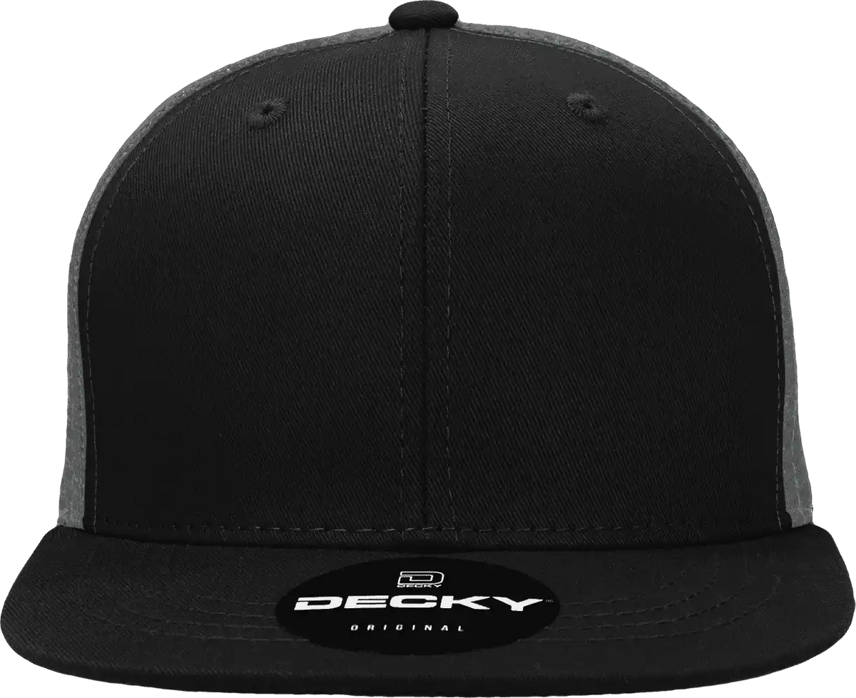 Decky 1052 6 Panel Flat Bill Trucker Cap - Black Charcoal - Dark Gray / one Size Fits Most