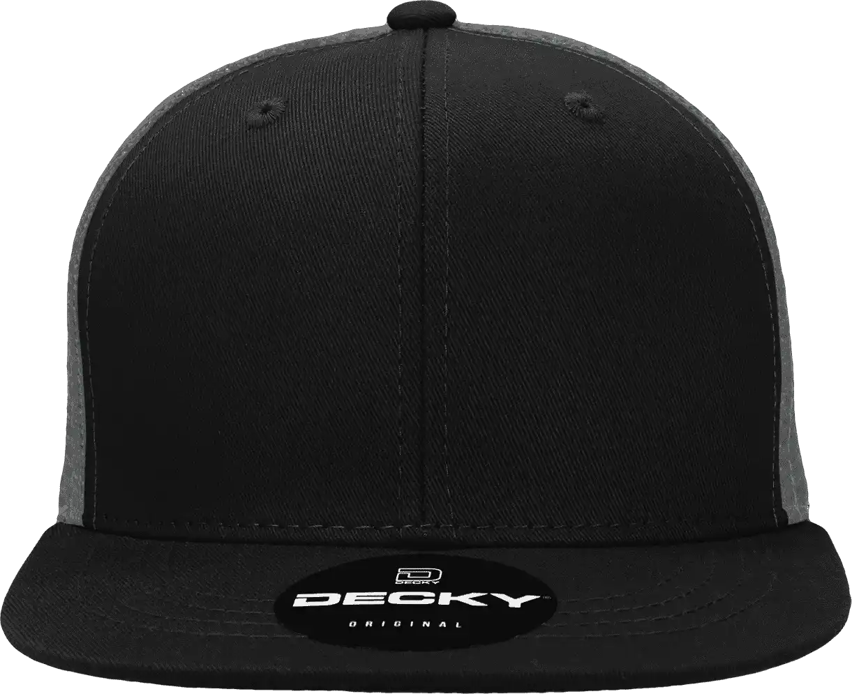 Decky 1052 6 Panel Flat Bill Trucker Cap - Black Charcoal - Dark Gray / one Size Fits Most