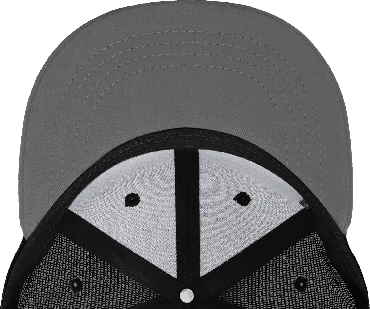 Decky 1052 6 Panel Flat Bill Trucker Cap - Black Dark Gray - one Size Fits Most