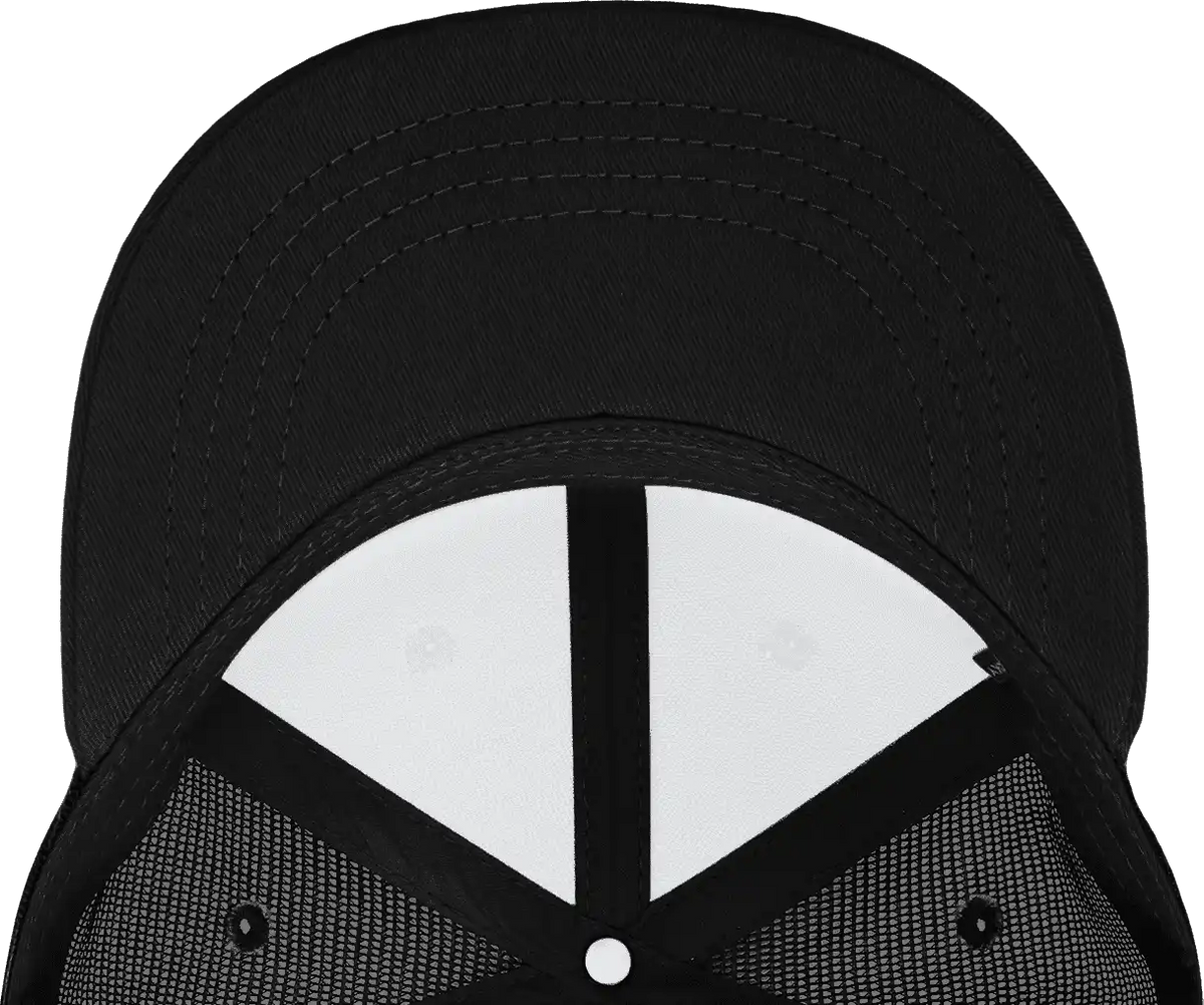 Decky 1052 6 Panel Flat Bill Trucker Cap Black White / one Size Fits Most
