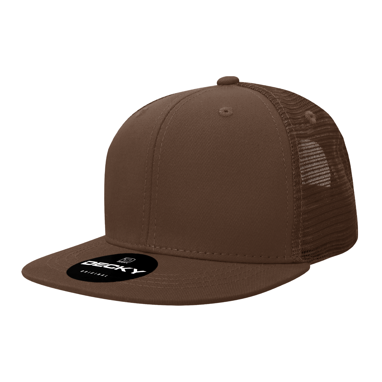 Decky 1052 6 Panel Flat Bill Trucker Cap - Brown