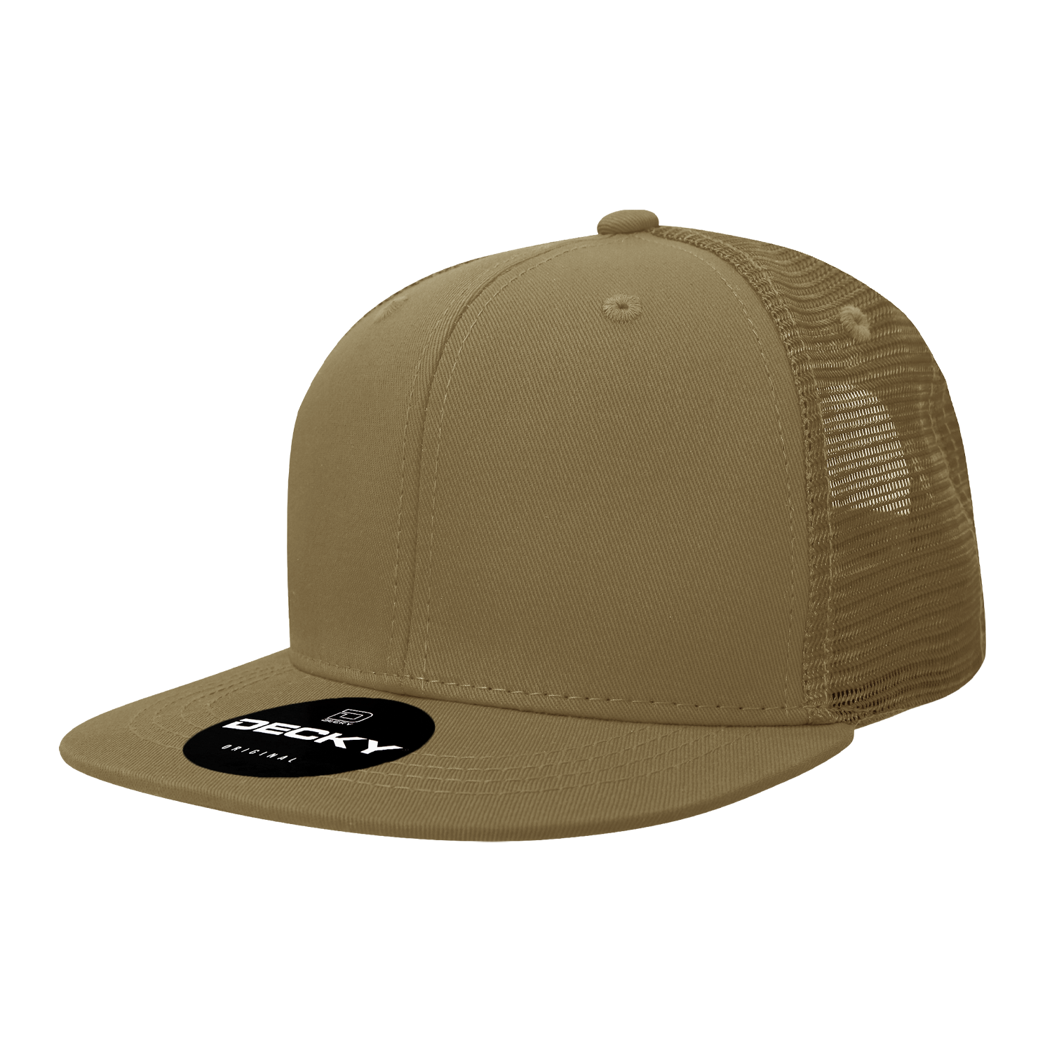 Decky 1052 6 Panel Flat Bill Trucker Cap - Coyote