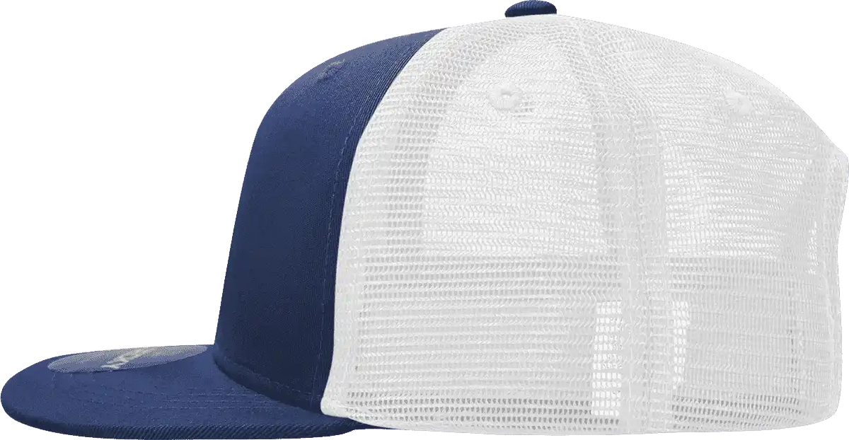 Decky 1052 6 Panel Flat Bill Trucker Cap - Navy White - one Size Fits Most